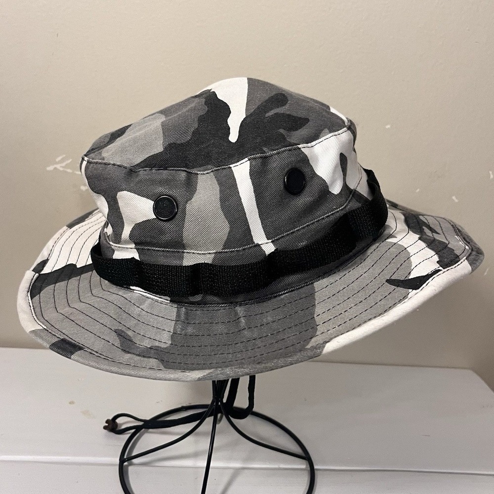 US Military Boonie Bucket Hat Gray Camo Hot Weather Type II Size 7